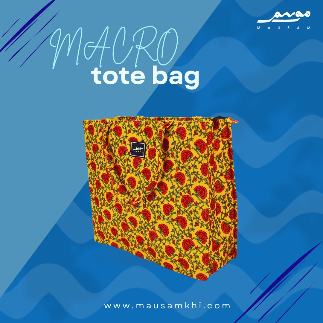 MUSTARD FLORAL BLOCK PRINT (LARGE TOTE BAG)