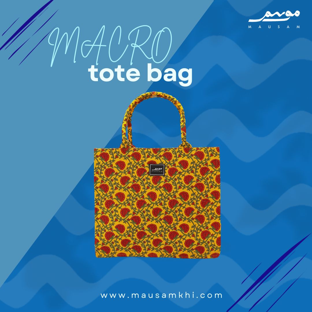 MUSTARD FLORAL BLOCK PRINT (LARGE TOTE BAG)