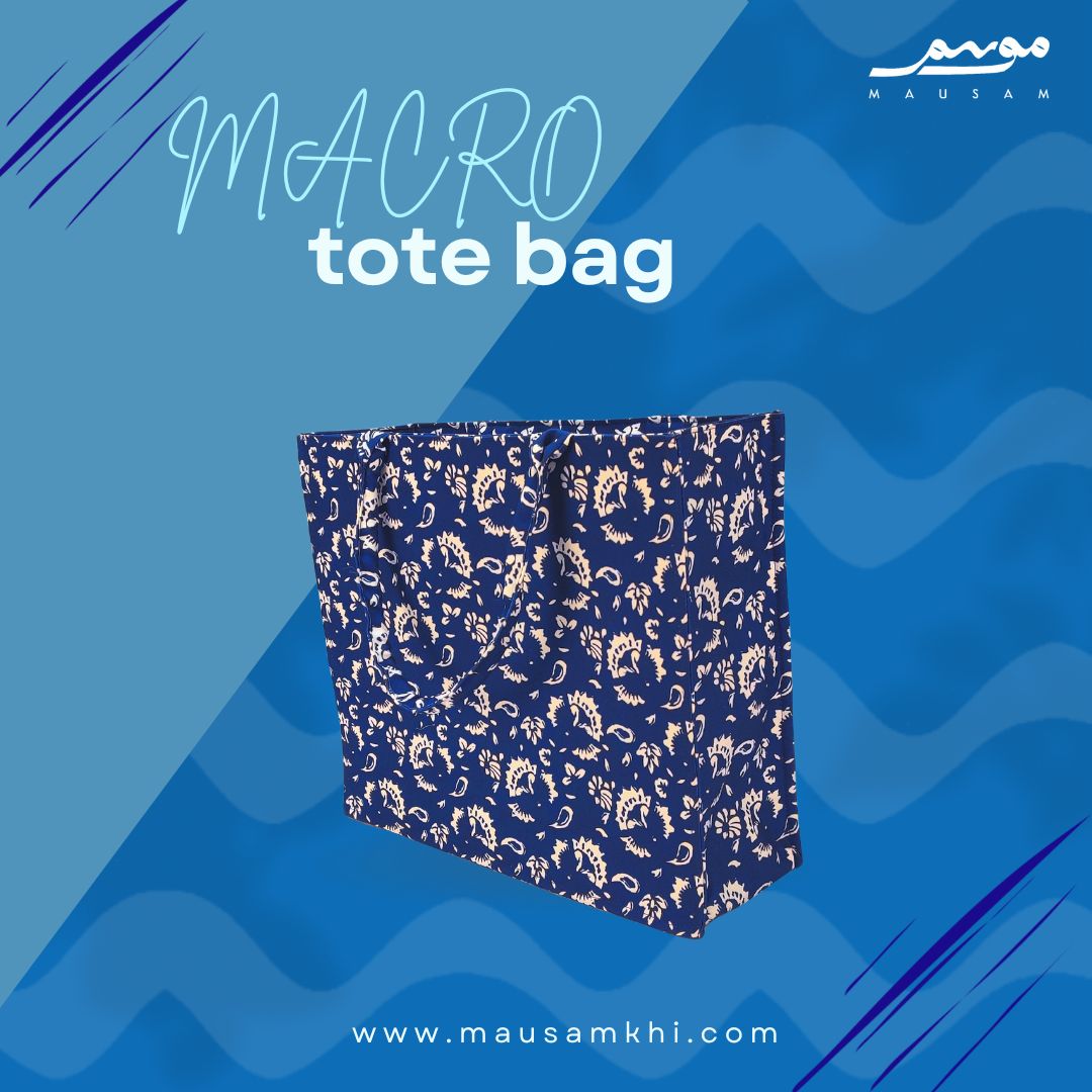 FLORAL BLUE BLOCK PRINT (LARGE TOTE BAG)