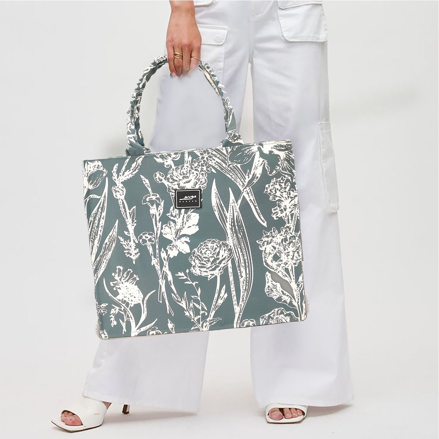 INKED MONO FLORAL (LARGE TOTE BAG)